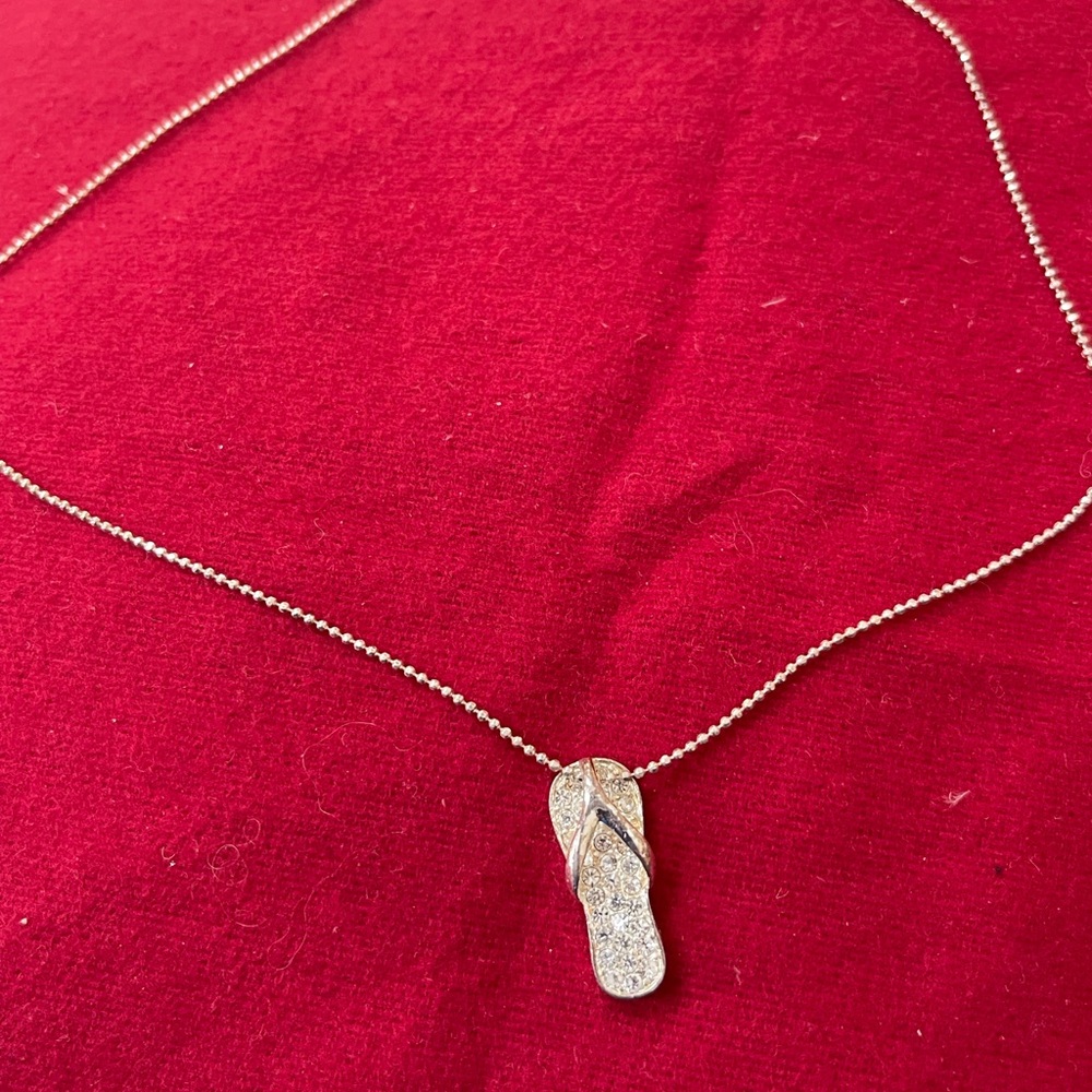 Elegant Silver Flip Flop Pendant Necklace